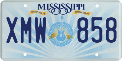 MS license plate XMW858