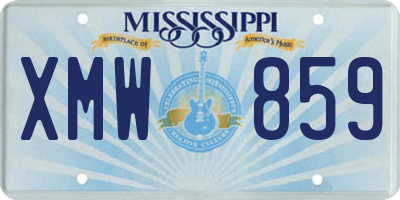 MS license plate XMW859
