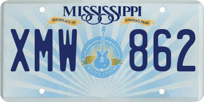 MS license plate XMW862