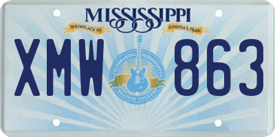 MS license plate XMW863