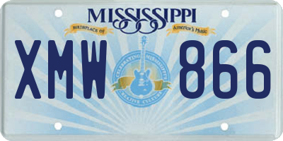 MS license plate XMW866