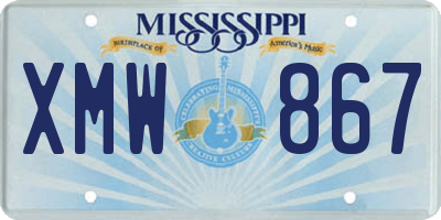 MS license plate XMW867