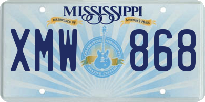 MS license plate XMW868