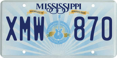 MS license plate XMW870