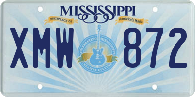 MS license plate XMW872