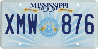 MS license plate XMW876