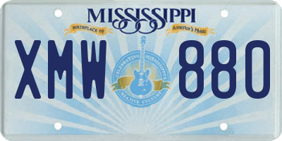 MS license plate XMW880