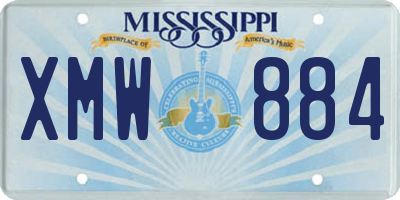 MS license plate XMW884