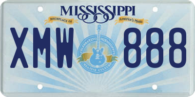 MS license plate XMW888