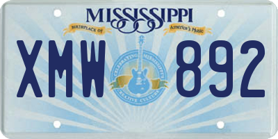 MS license plate XMW892