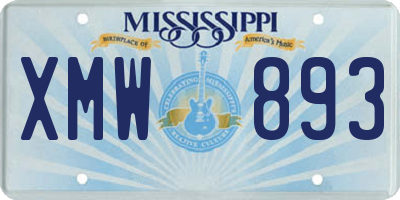 MS license plate XMW893