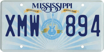 MS license plate XMW894