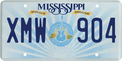 MS license plate XMW904