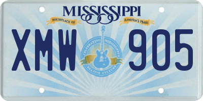 MS license plate XMW905
