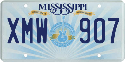 MS license plate XMW907
