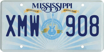 MS license plate XMW908