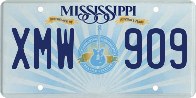MS license plate XMW909