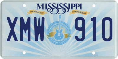 MS license plate XMW910