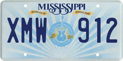 MS license plate XMW912