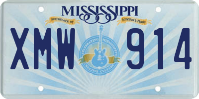 MS license plate XMW914