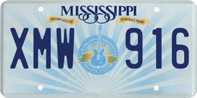 MS license plate XMW916