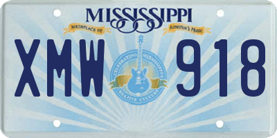 MS license plate XMW918