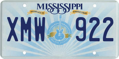 MS license plate XMW922