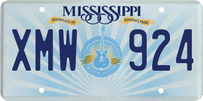 MS license plate XMW924