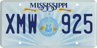 MS license plate XMW925