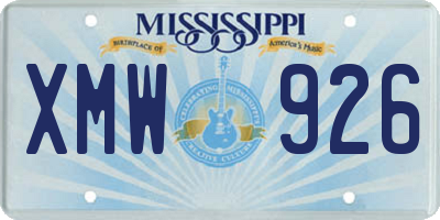 MS license plate XMW926
