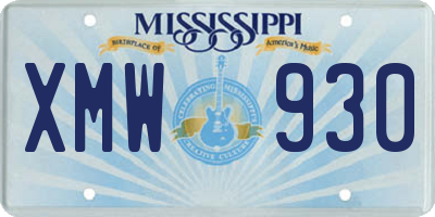 MS license plate XMW930