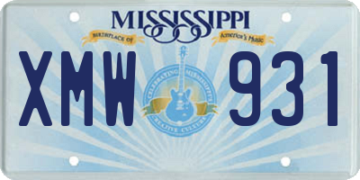 MS license plate XMW931