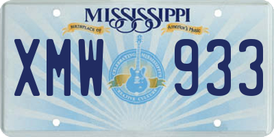 MS license plate XMW933