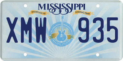 MS license plate XMW935