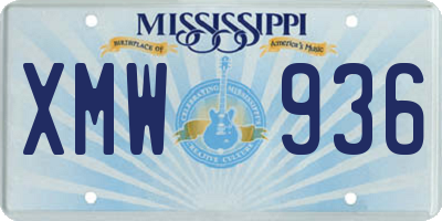 MS license plate XMW936