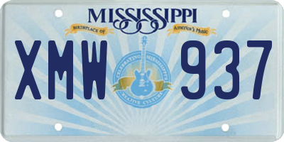 MS license plate XMW937