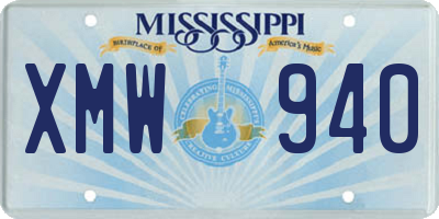 MS license plate XMW940