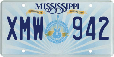 MS license plate XMW942