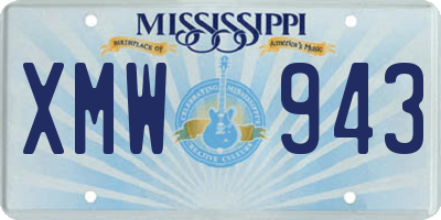 MS license plate XMW943