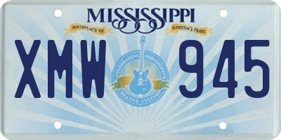 MS license plate XMW945