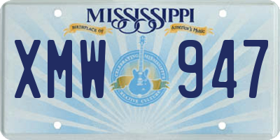 MS license plate XMW947