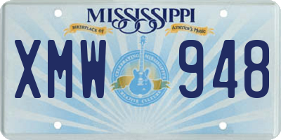 MS license plate XMW948