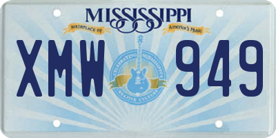 MS license plate XMW949