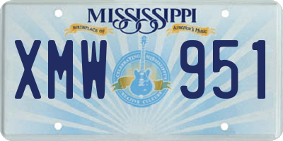 MS license plate XMW951