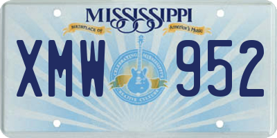MS license plate XMW952