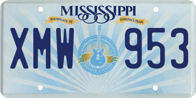 MS license plate XMW953