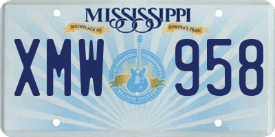 MS license plate XMW958