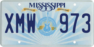 MS license plate XMW973
