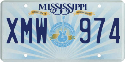 MS license plate XMW974