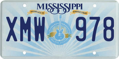 MS license plate XMW978